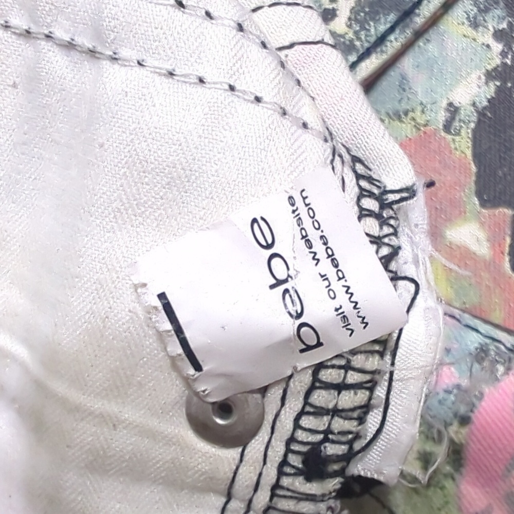 90s Bebe Black Floral Print Skinny Jeans - Picture 9 of 10